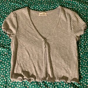 Gray Lettuce Trimmed UO Top